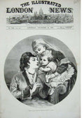 Old Antique Print 1874 Little Willie Christmas Greeting Children Mother 19th