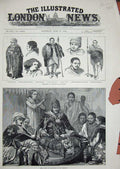 Original Old Antique Print 1884 Abyssinian Costumes Warrior King John Throne
