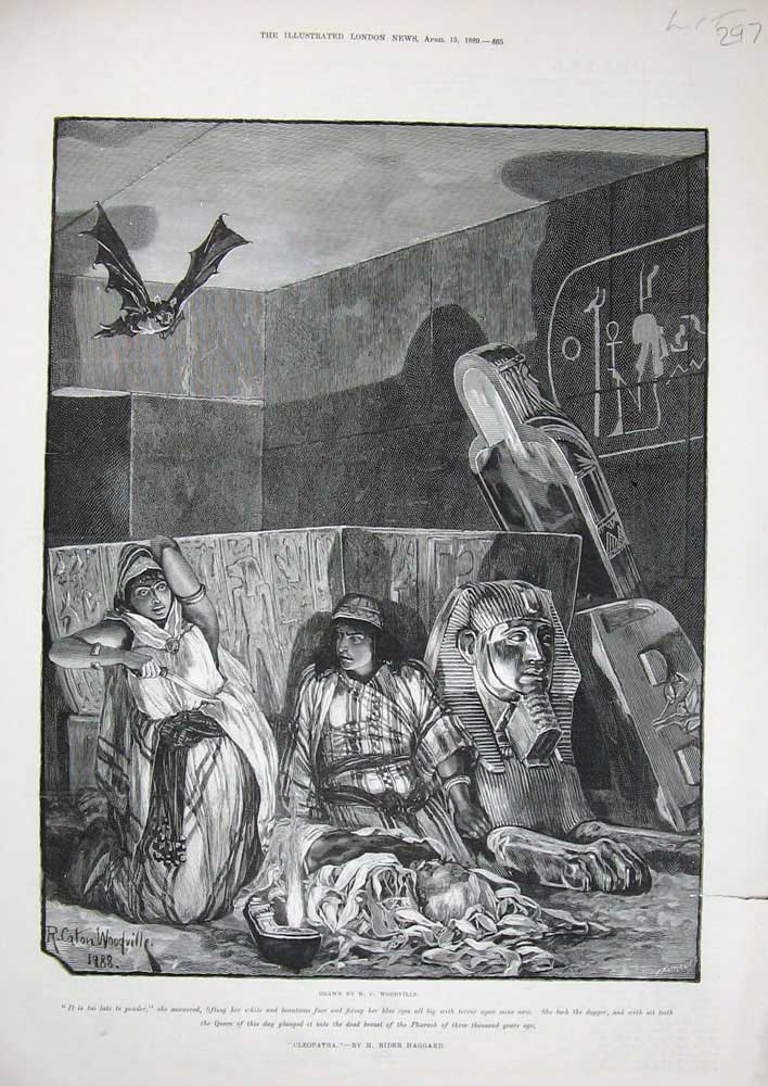 Original Old Antique Print 1889 Woodville Fine Art Cleopatra Roman Costumes