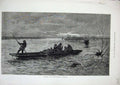 Original Old Antique Print 1877 Homeless People Boat Children Holloway Fine Art