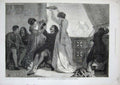 Original Old Antique Print 1871 Home Victory Royal Acadmey Fine Art Men Women