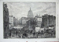 Old Antique Print 1866 Progress Works Holborn Valley Viaduct Street Town 19th