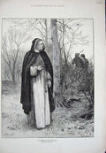 Old Antique Print 1884 Valentine'S Day Priest Country Romance Man Woman 19th
