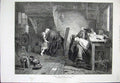 Original Old Antique Print 1873 House Scene Lady Mother Children Sleeping Art