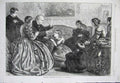 Original Old Antique Print 1862 Christmas Story Telling Family Millais Fine Art