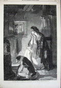 Old Antique Print Waefu Heart 1864 Woman Lady Puppy Dog House Kensington 19th