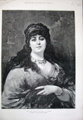 Original Old Antique Print Portrait Gipsy Queen Lady 1888 Sichel Fine Art 19th
