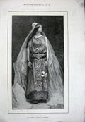 Original Old Antique Print 1892 Portrait Daughter Rajah Girl Sinibaldi Art 19th