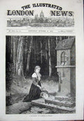 Old Antique Print 1874 Salentin Dusseldorf Art Young Girl Praying Trees 19th