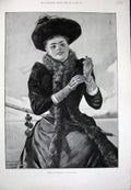 Old Antique Print 1892 Max Levis Fine Art Woman Lady Travelling Coat Hat 19th