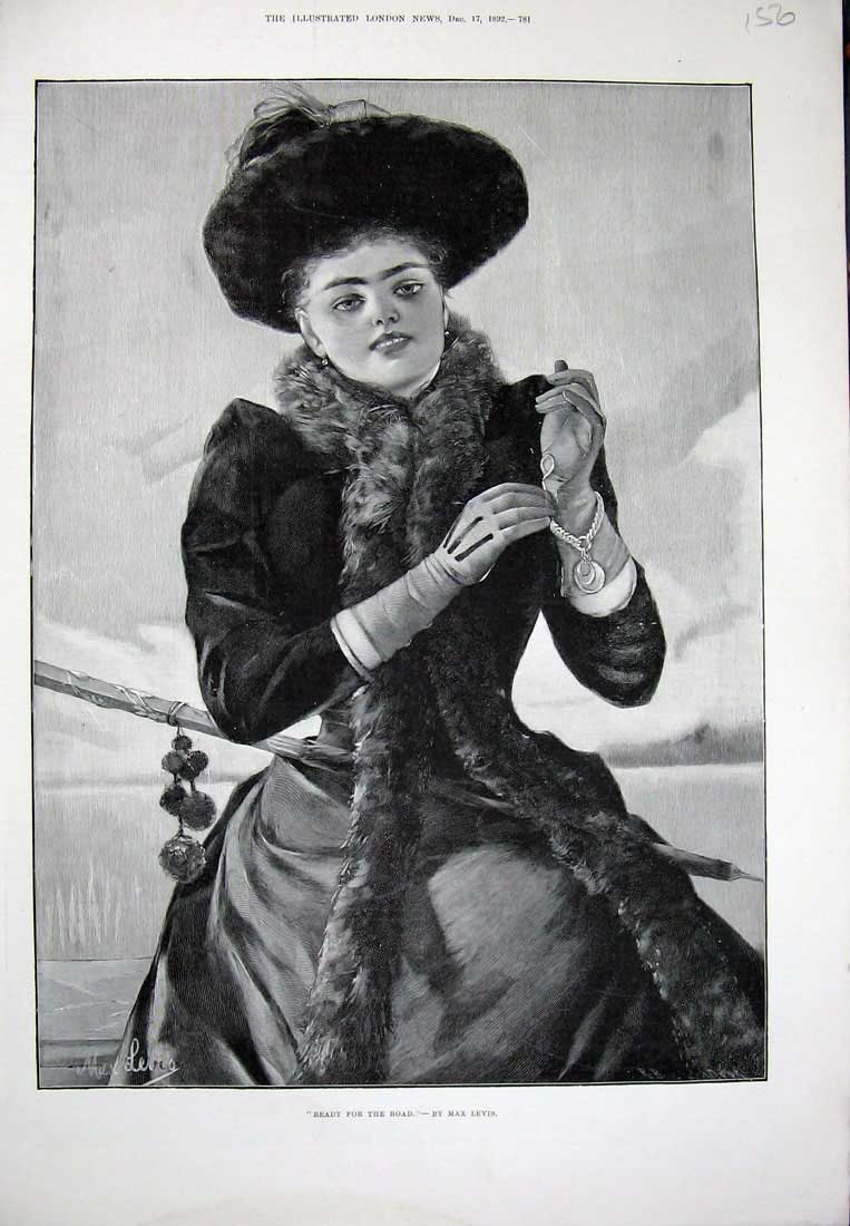 Old Antique Print 1892 Max Levis Fine Art Woman Lady Travelling Coat Hat 19th