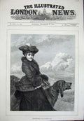 Old Antique Print 1879 Storey Fine Art Whip Hand Lady Woman Dog Hunting 19th