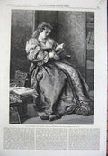 Original Old Antique Print 1866 Lady Jane Grey Reading Book Wyburd Victorian