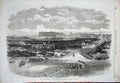 Original Old Antique Print 1868 Revolution Spain Royal Palace Madrid Town Trees