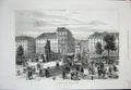 Original Old Antique Print 1873 Scnene Vienna Aspern Bridge Buildings Bridge