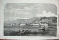Old Antique Print 1854 Town Fortress Silistria Boats Mountains Fine Art 19th