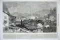 Original Old Antique Print View Susa Mont Cenis Town Houses 1864 Mountains 19th