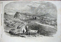 Original Old Antique Print 1855 View City Kars Town Houses Mountains Fine Art