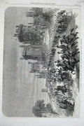 Old Antique Print 1866 Prince Princess Wales Belvoir Castle Horses Coach 19th