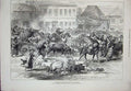 Old Antique Print 1876 War Peasants Refuge Ivanitza Animals People Houses 19th