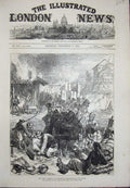 Original Old Antique Print 1876 War Burning Pillage Gurgusovacz Turks Siers