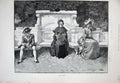 Original Old Antique Print 1891 Fine Art Lady Young Woman Officer Garden 19th