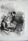 Old Antique Print 1856 Scene French Life George Thomas Man Woman Romance 19th