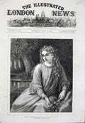 Old Antique Print 1874 Ophelia Sweet Bells Jangling Theatre Herwick Art 19th