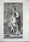 Old Antique Print 1872 Venetian Dancing Girl La Regina Elihu Vedder Art 19th