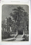 Original Old Antique Print 1863 Samuel Read Fine Art Architecture Steps Trees