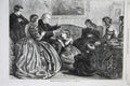 Original Old Antique Print 1862 Christmas Story Telling Children Man Fine Art