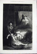 Old Antique Print 1874 Master Mudlow Goodlake Bed Raven'S Stepson Gilbert 19th