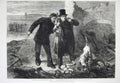Old Antique Print 1874 Buildings Ruins Rescue Men River Bridge Fine Art 19th