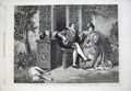 Old Antique Print 1866 Father Daughter House Window Dog Trees Flowers Art 19th