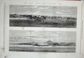 Original Old Antique Print 1873 View GCoast Ashantee War Accra Castle Forts