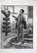 Old Antique Print 1884 Rainey Fine Art Chef-D'Oeuvre Gardener Shears Man 19th