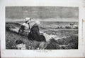 Old Antique Print 1874 Ship Wreck Tempest Storm Sea Women Bource Fine Art 19th