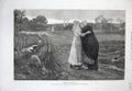 Original Old Antique Print 1873 Country Sheep Cat Ladies People Trees Morris