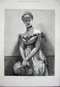 Original Old Antique Print 1876 Arthur Hopkins Fine Art Beautiful Lady Flowers
