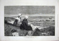 Original Old Antique Print 1874 Ship Wreck Tempest Storm Sea Women Shore Bource