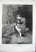 Original Old Antique Print 1873 Imogen Louisa Starr Young Girl Art Victorian