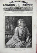 Old Antique Print 1874 Ophelia Sweet Bells Jangling Out Tune Theatre Art 19th