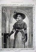 Old Antique Print Marcella Walker Fine Art 1885 Squire'S Daughter Church 19th
