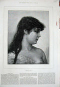 Antique Old Print *0303 1884 Jenisek Fine Art Portrait Beautiful Gipsy Girl