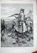 Original Old Antique Print 1893 Riff Tribesmen Spanish Troops Melilla Siers War