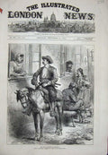 Original Old Antique Print 1876 War Hospital Patients Injured Man Horse Siers