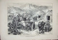 Old Antique Print 1877 Peasants Village Kars Cattle Cart Huts Mountains 19th