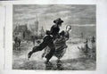 Original Old Antique Print International Exhibition 1862 Ice Skating Zealand