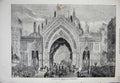 Original Old Antique Print 1872 Thanksgiving Day Triumphal Arch Ludgate Circus