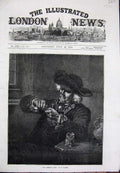 Original Old Antique Print 1874 Stammel Fine Art Man Smoking Pipe Tobacco 19th